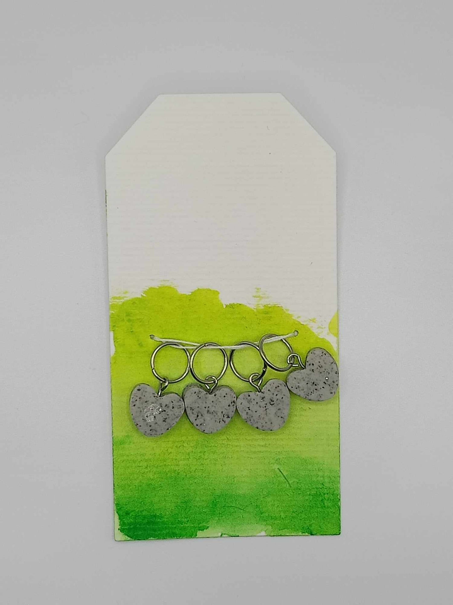 Concrete Heart Polymer Clay Stitch Markers