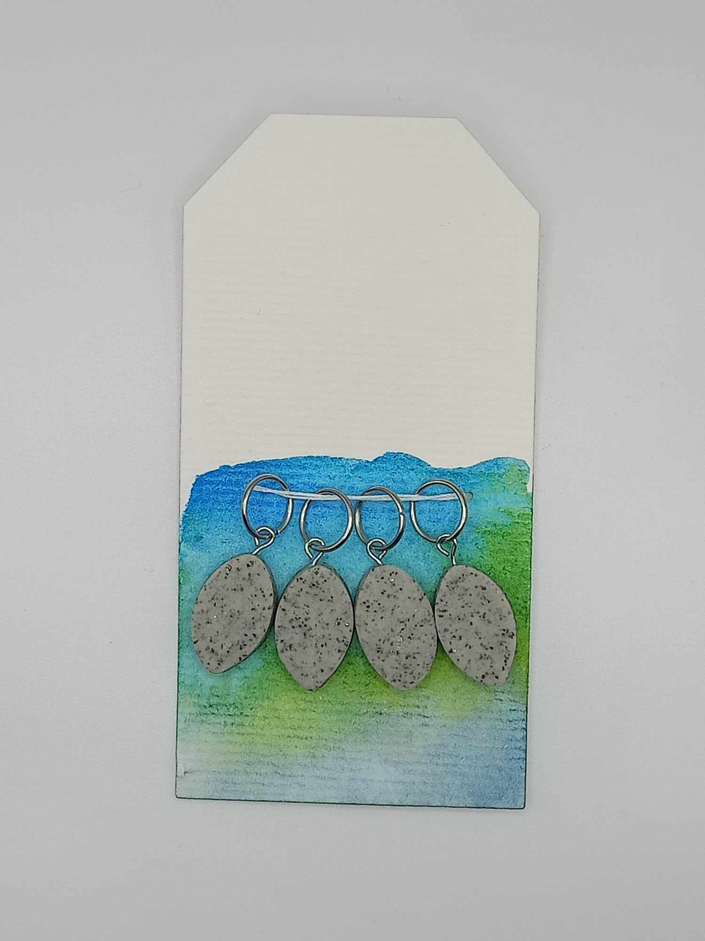 Concrete Pointed Oval Polymer Clay Stitch Markers